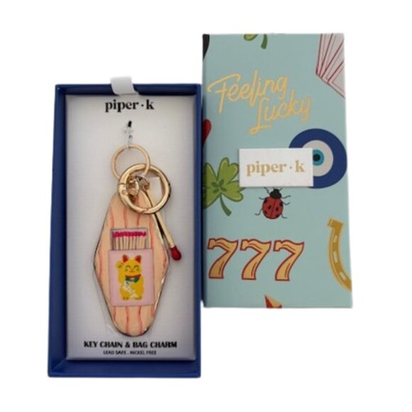 Piper K Chinese Lucky Cat Matchbox and Match Key Chain/Bag Charm NIB - Picture 1 of 3